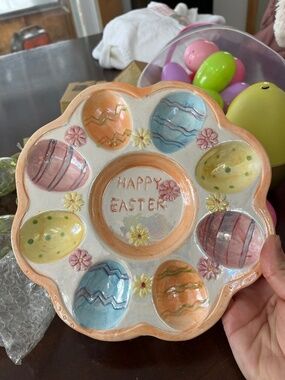 Vintage Orange Deviled Egg Holder - Happy Easter